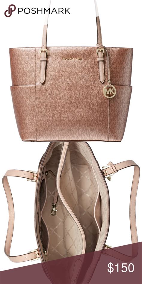 rosegold michael kors tasche|michael kors leather tote.